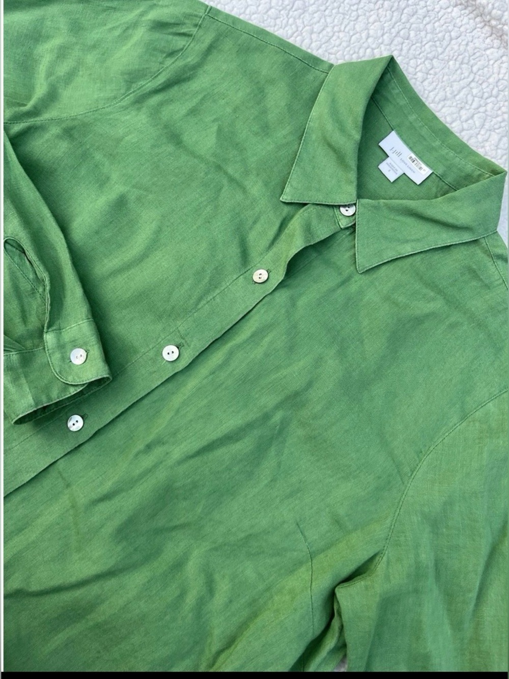 NWOT- J Jill Love Linen Shirt Womens Size S  Green Button Down Oversized